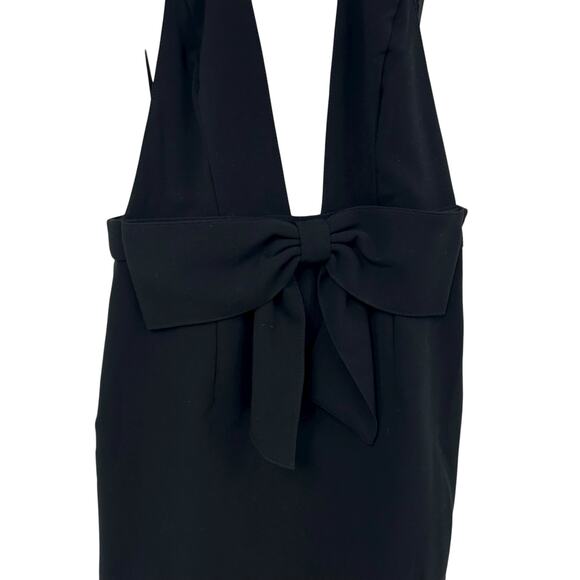 NWT Maeve Anthropologie Black Bow Halter Pinafore Mini Dress Womens Petite 8 - Picture 3 of 8